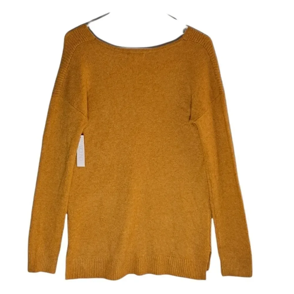 Abound V Neck Tunic Sweater Long Sleeve Pullover Camel Medium
